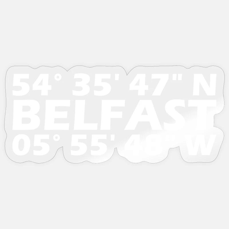Coordonnées de Belfast - Sticker taille S (10 x 10 cm) - brillant transparent