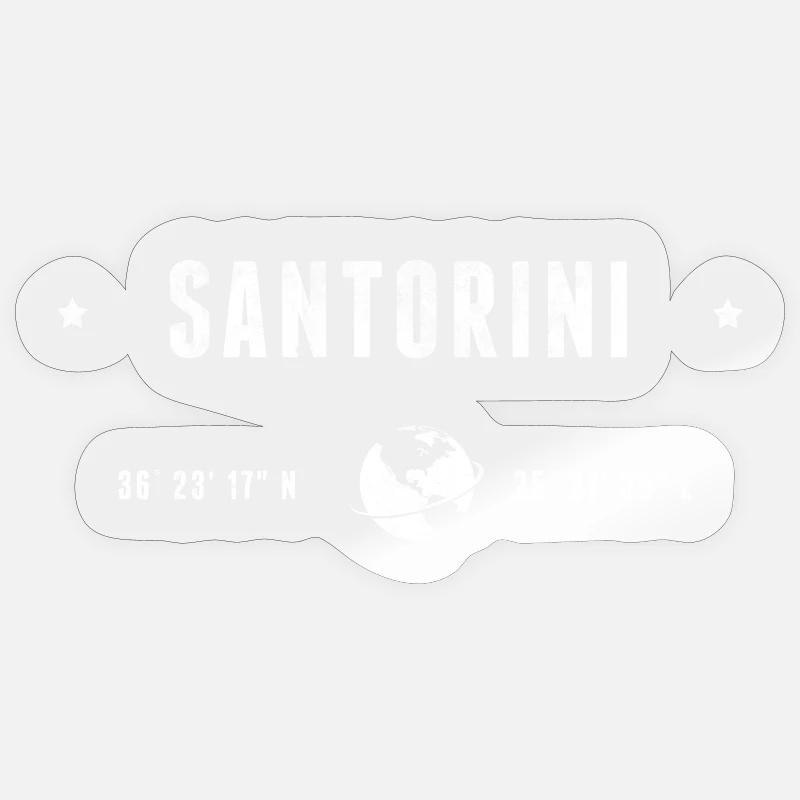 Santorini Stylized Geographical Coordinates Sticker size S (10 x 10 cm)