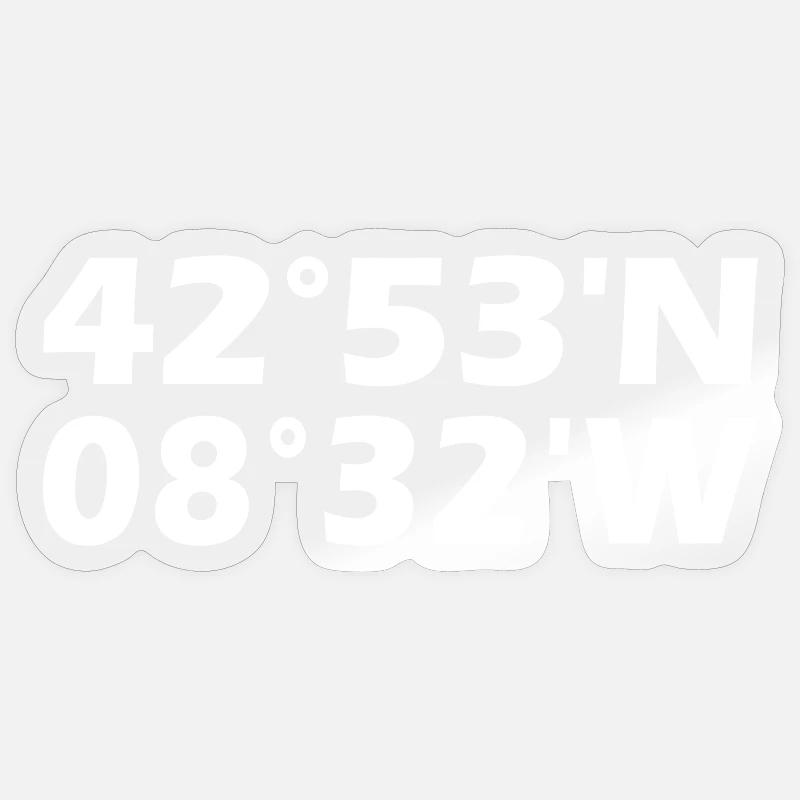 Coordonnées de Saint-Jacques-de-Compostelle - Sticker taille S (10 x 10 cm) - brillant transparent