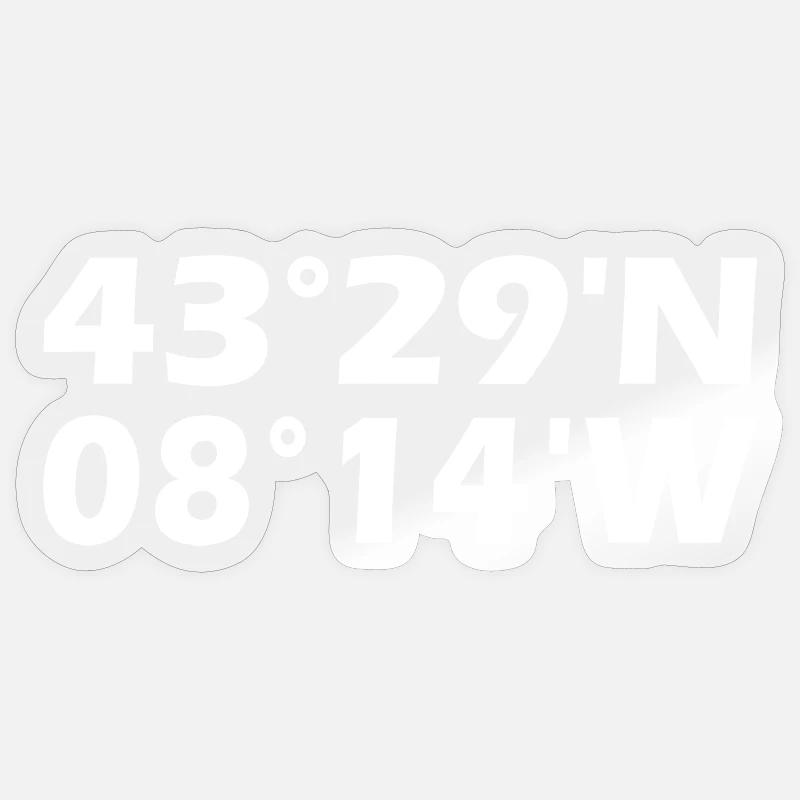 Coordonnées Ferrol - Sticker taille S (10 x 10 cm) - brillant transparent