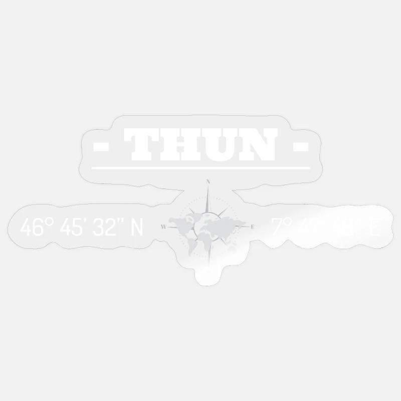 Coordonnées Thoune - Sticker taille S (10 x 10 cm) - brillant transparent