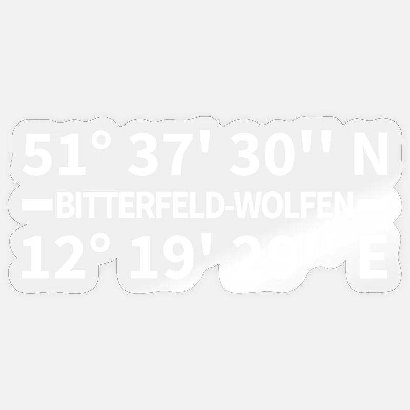 Coordonnées de Bitterfeld-Wolfen - Sticker taille S (10 x 10 cm) - brillant transparent