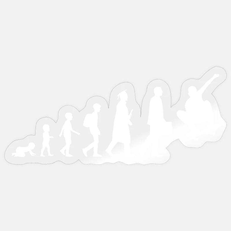 Entwicklung eines Skateboarders - Sticker Größe S (10 x 10 cm) - Transparent glänzend