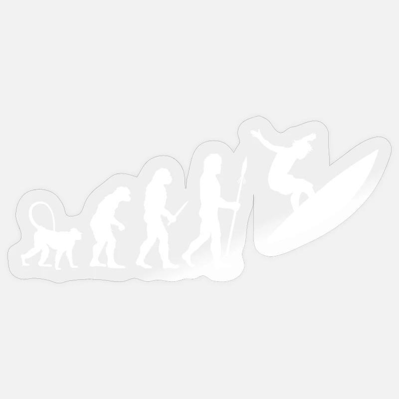 Evolution of surfing - Sticker size S (10 x 10 cm) - transparent glossy