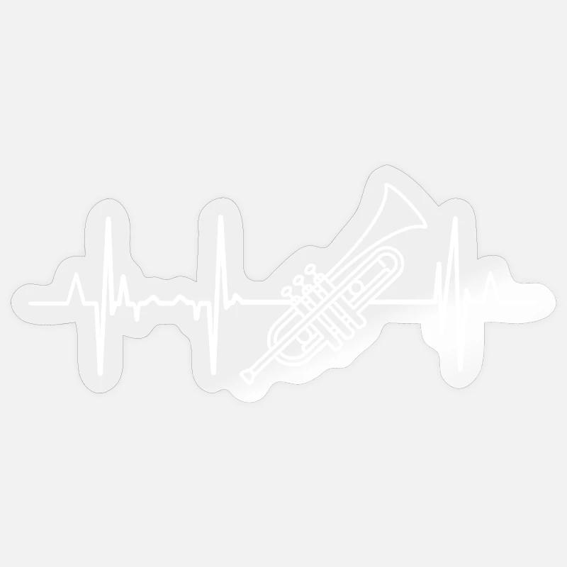 Trompete Herzschlag - Sticker Größe S (10 x 10 cm) - Transparent glänzend