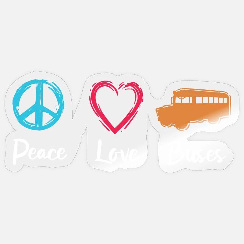 Bus de Peace Love - Sticker taille S (10 x 10 cm) - brillant transparent