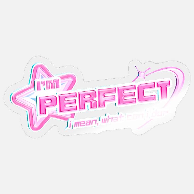 I'm Perfect – Y2K Pinkcore Diva Design - Sticker Größe S (10 x 10 cm) - Transparent glänzend