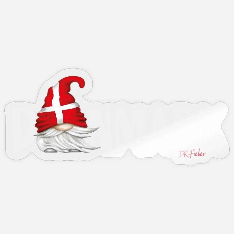 Danmark Lettrage Gnome Danemark Drapeau - Sticker taille S (10 x 10 cm) - brillant transparent