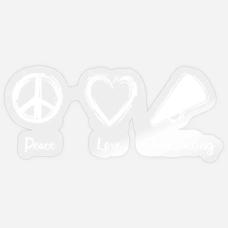 Peace Love Cheerleading - Sticker taille S (10 x 10 cm) - brillant transparent