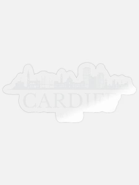 Cardiff Skyline, Cardiff Wales - Sticker Größe S (10 x 10 cm) - Transparent glänzend