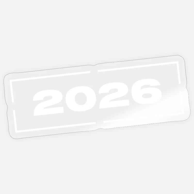 Timbre 2026 - Sticker taille S (10 x 10 cm) - brillant transparent