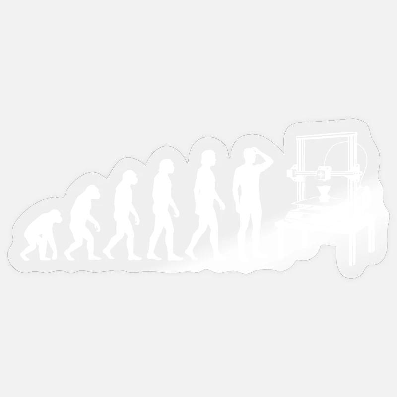 3D Druck Evolution – Vom Affen zum Maker Sticker Größe S (10 x 10 cm)