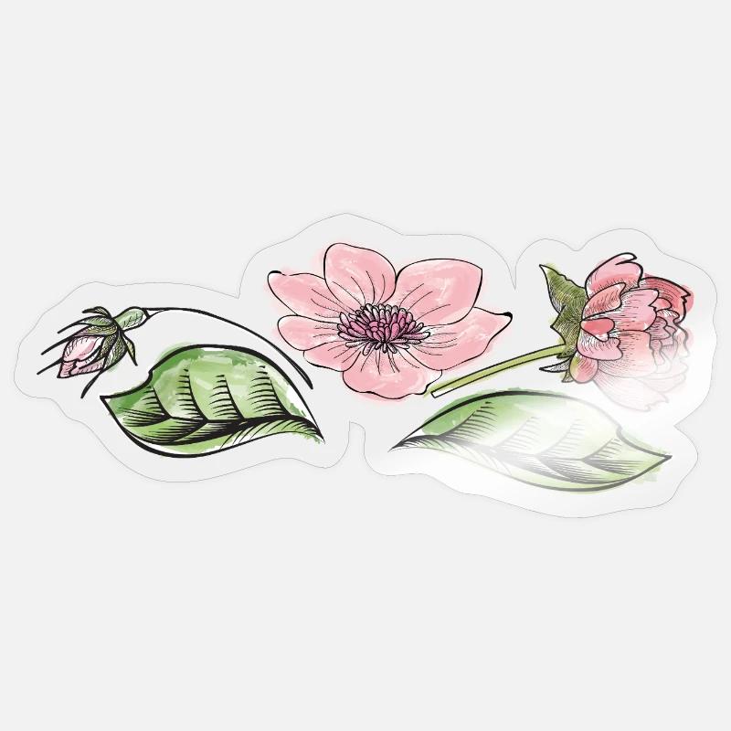 Vrille de fleur - Sticker taille S (10 x 10 cm) - brillant transparent