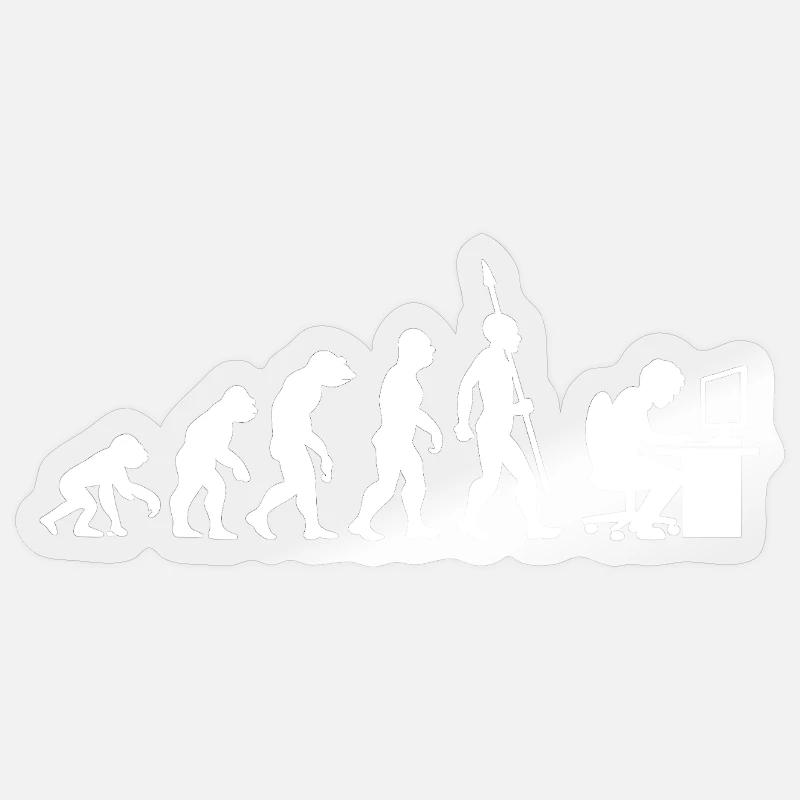 Computer PC Evolution Informatiker Programmierer - Sticker Größe S (10 x 10 cm) - Transparent glänzend