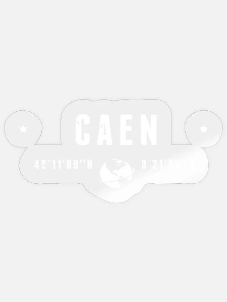 Caen France Globe Blanc GPS-Koordinaten - Sticker Größe S (10 x 10 cm) - Transparent glänzend
