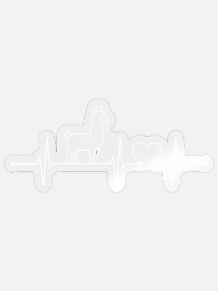 Lama Herzschlag Lineart - Sticker Größe S (10 x 10 cm) - Transparent glänzend