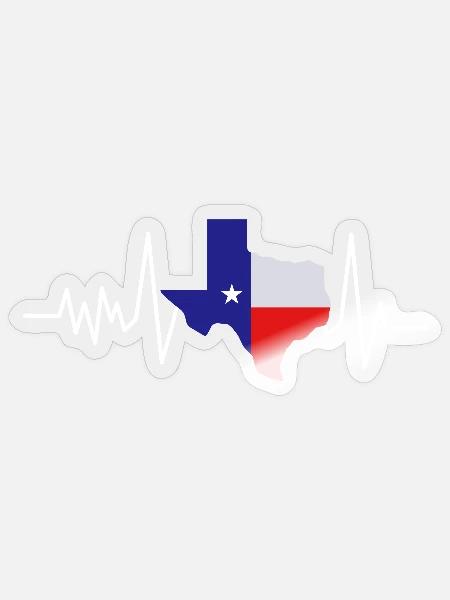 Texas Herzschlag Flagge - Sticker Größe S (10 x 10 cm) - Transparent glänzend