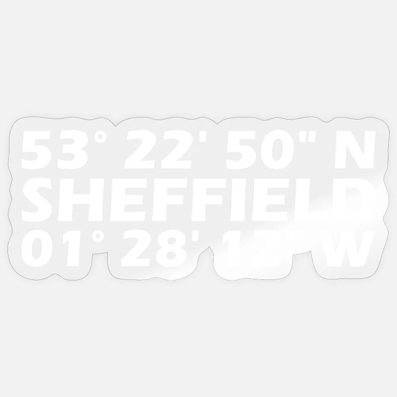 Sheffield coordinates - Sticker size S (10 x 10 cm) - transparent glossy