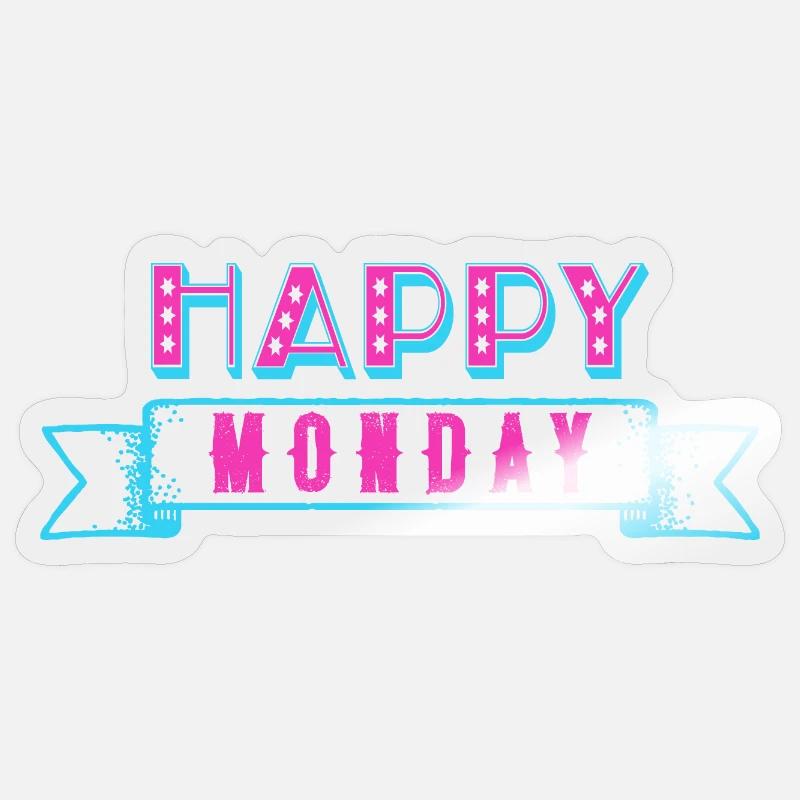 Joyeux lundi - Sticker taille S (10 x 10 cm) - brillant transparent