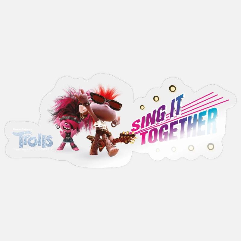 Trolls Sing It Together - Sticker Größe S (10 x 10 cm) - Transparent glänzend