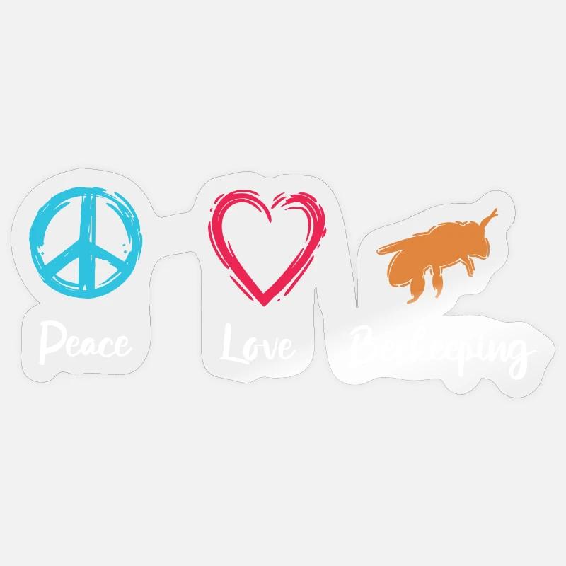 Peace Love Beekeeping - Sticker size S (10 x 10 cm) - transparent glossy