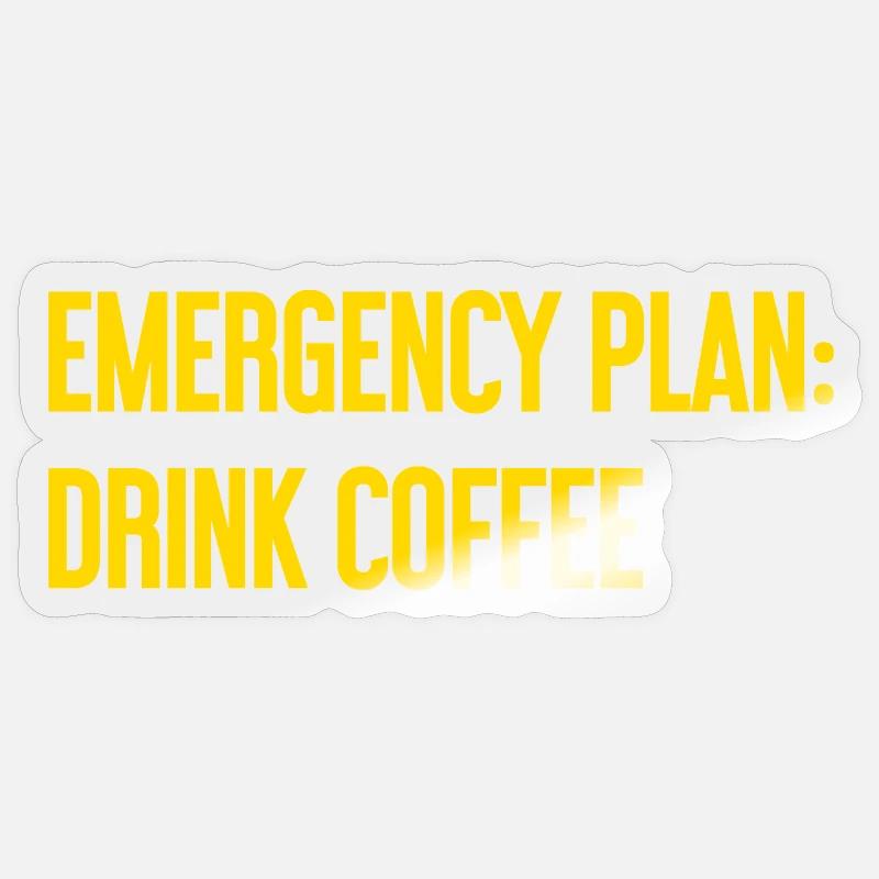 Kaffee-Notfallplan - Sticker Größe S (10 x 10 cm) - Transparent glänzend