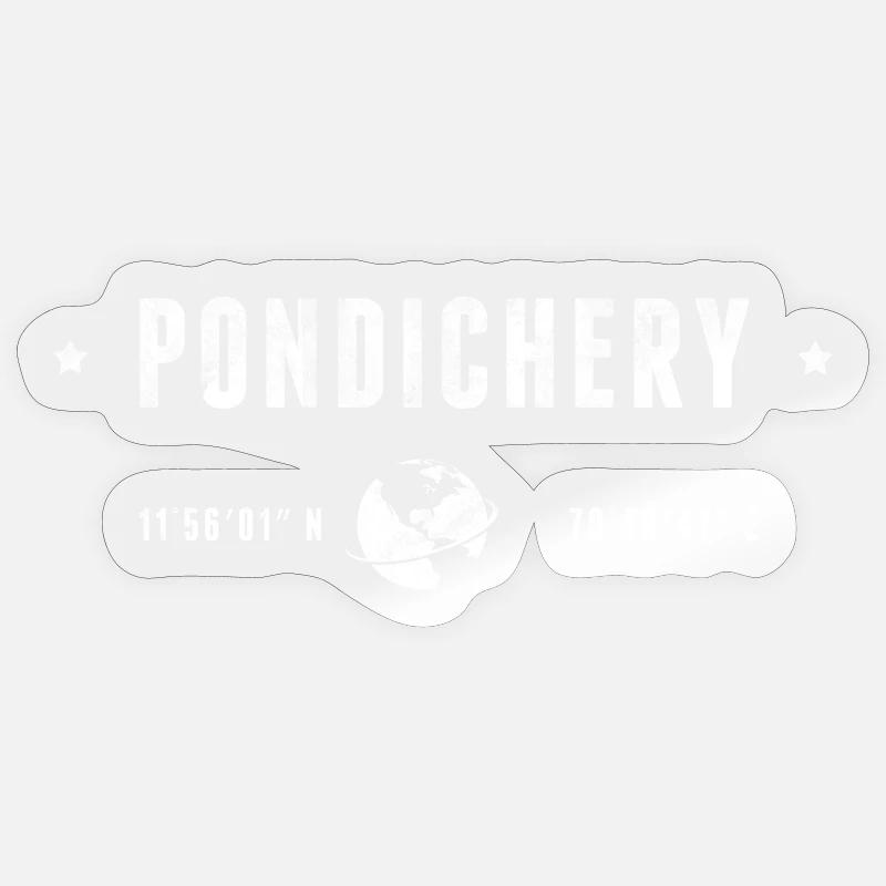 PONDICHERRY Stylized geographical coordinates Sticker size S (10 x 10 cm)