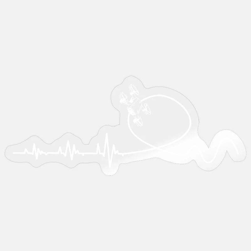 Drone, FPV, Heartbeat - Sticker taille S (10 x 10 cm) - brillant transparent