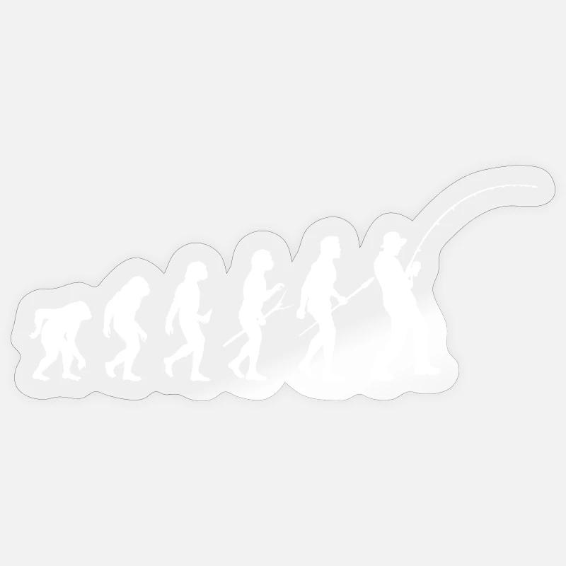 Evolution Angler Silhouette - Sticker Größe S (10 x 10 cm) - Transparent glänzend