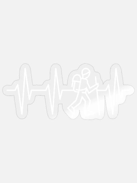 Wanderer und Herzschlag - Wandern mit Herz - Sticker Größe S (10 x 10 cm) - Transparent glänzend