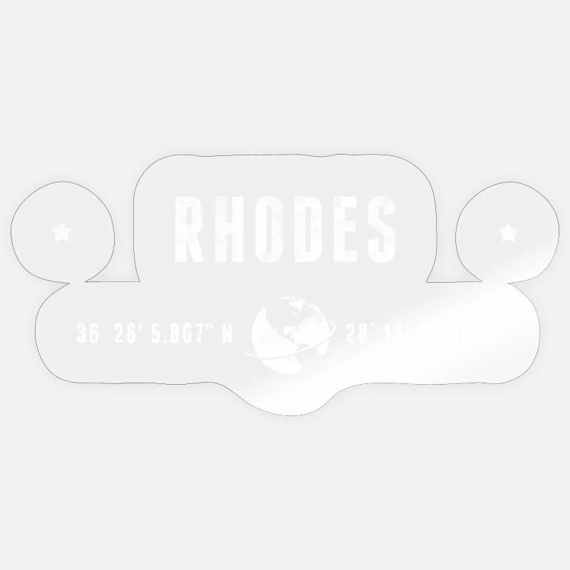 Rhodes Stylized Geographical Coordinates - Sticker size S (10 x 10 cm) - transparent glossy