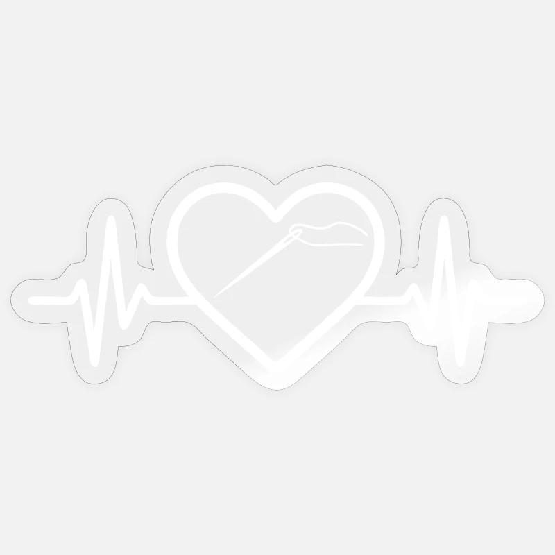 Couture Bobine Aiguille Ciseaux Cœur - Sticker taille S (10 x 10 cm) - brillant transparent