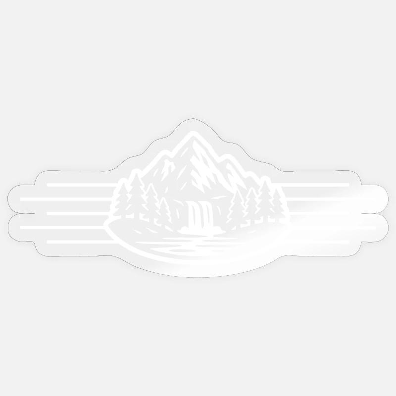Berge Landschaft Wald Wasserfall - Sticker Größe S (10 x 10 cm) - Transparent glänzend