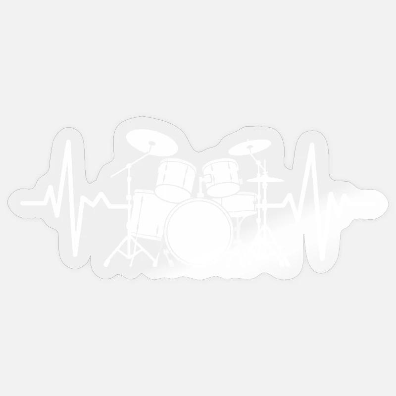 Herzschlag Drumset Muster - Sticker Größe S (10 x 10 cm) - Transparent glänzend