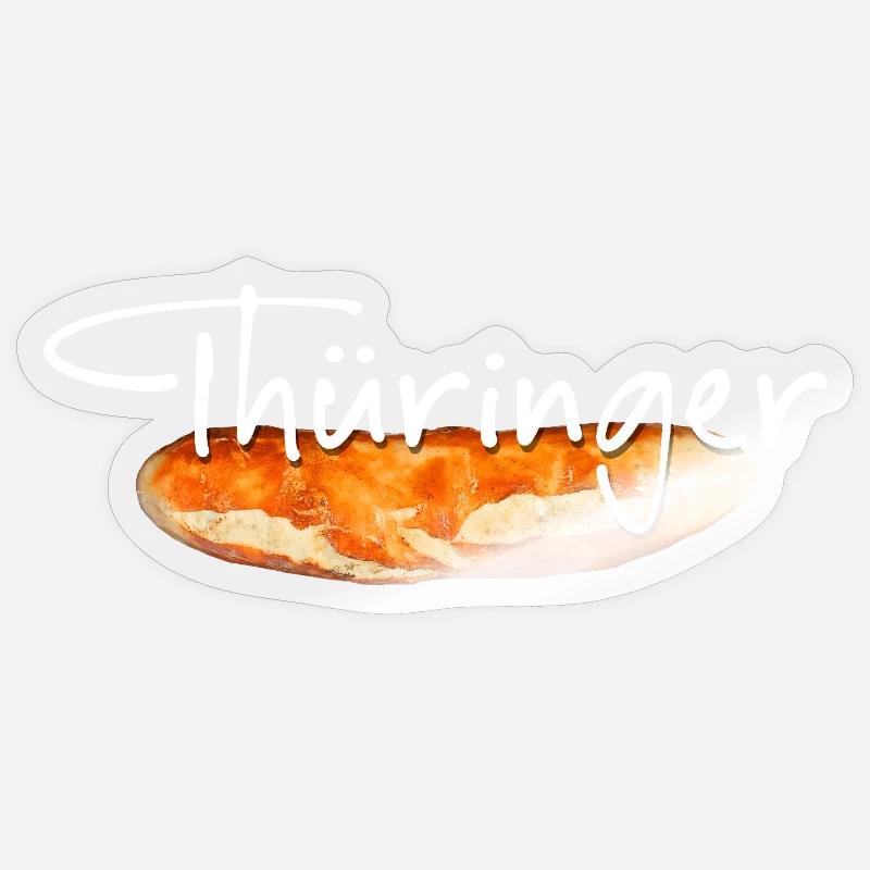 Bratwurst thuringienne - Sticker taille S (10 x 10 cm) - brillant transparent