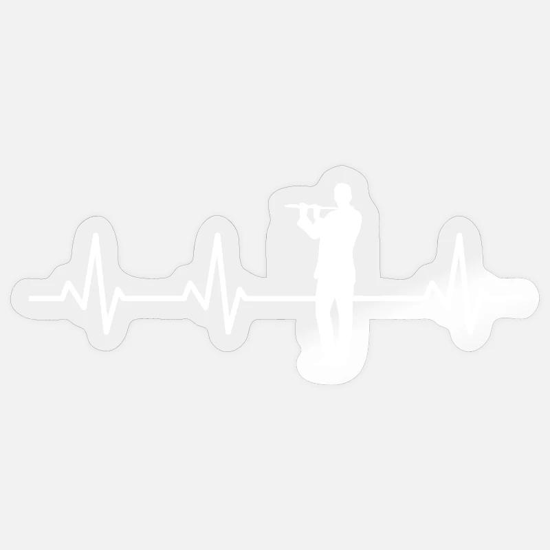Flute player pulse line ECG Sticker size S (10 x 10 cm)