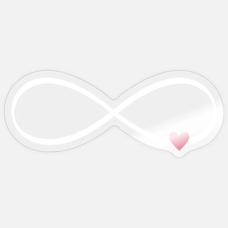 Signe d’Infini Cœur Amour Lemniscate - Sticker taille S (10 x 10 cm) - brillant transparent