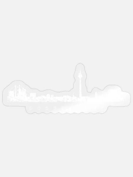 Die Skyline von Düsseldorf (Vintage/Weiß) - Sticker Größe S (10 x 10 cm) - Transparent glänzend