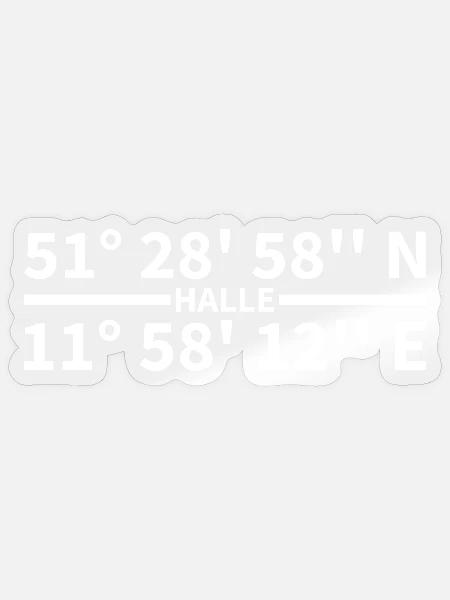 Halle (Saale) Koordinaten - Sticker Größe S (10 x 10 cm) - Transparent glänzend