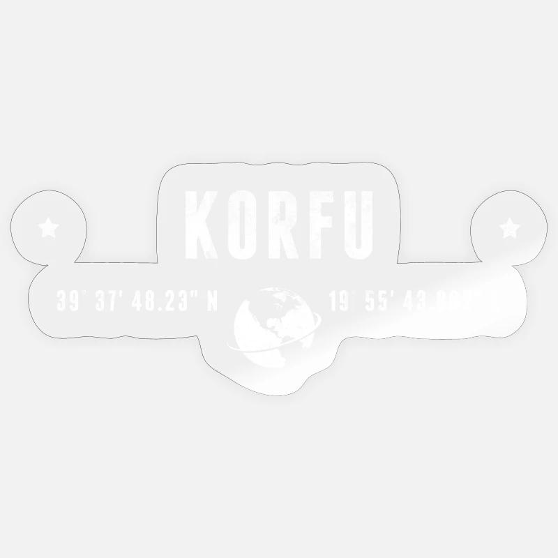 Corfu Stylized Geographical Coordinates Sticker size S (10 x 10 cm)