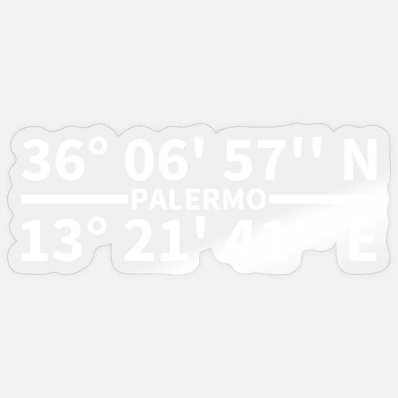 Palermo coordinates - Sticker size S (10 x 10 cm) - transparent glossy