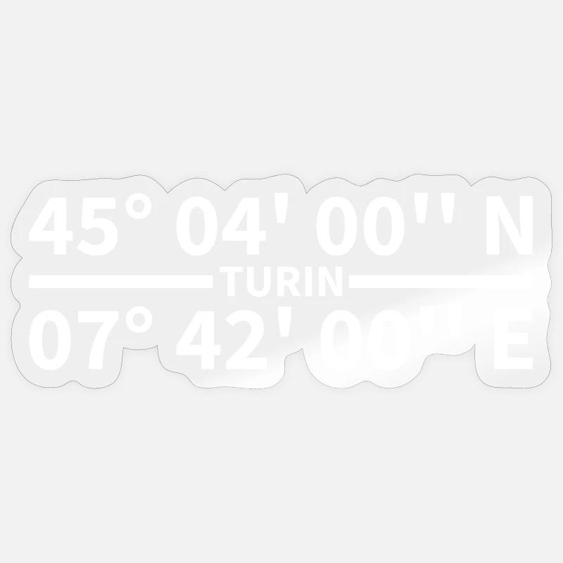 Coordonnées de Turin - Sticker taille S (10 x 10 cm) - brillant transparent