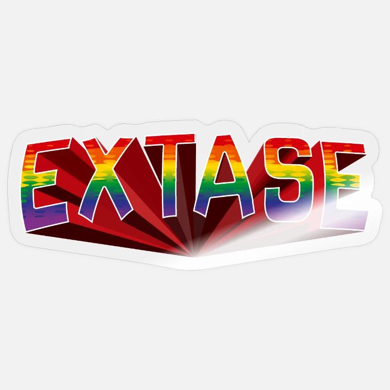 Ekstase Regenbogen Schrift - Sticker Größe S (10 x 10 cm) - Transparent glänzend