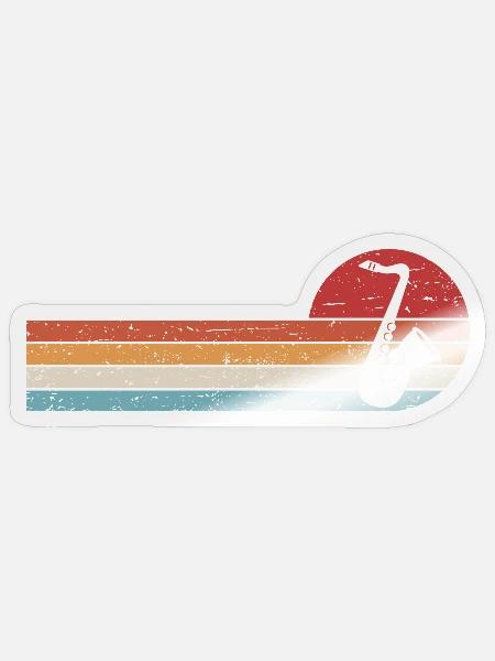 Saxophon Retro Saxophonist Jazz Musiker - Sticker Größe S (10 x 10 cm) - Transparent glänzend