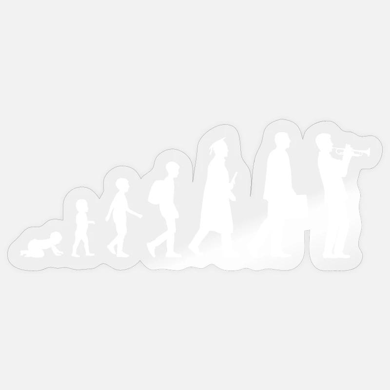 Entwicklung eines Trompeters - Sticker Größe S (10 x 10 cm) - Transparent glänzend