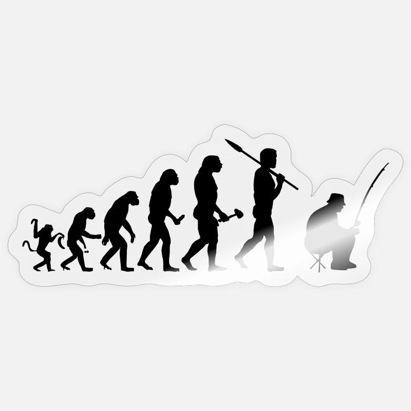 Evolution - vom Urmenschen zum Fischer Sticker Größe S (10 x 10 cm)