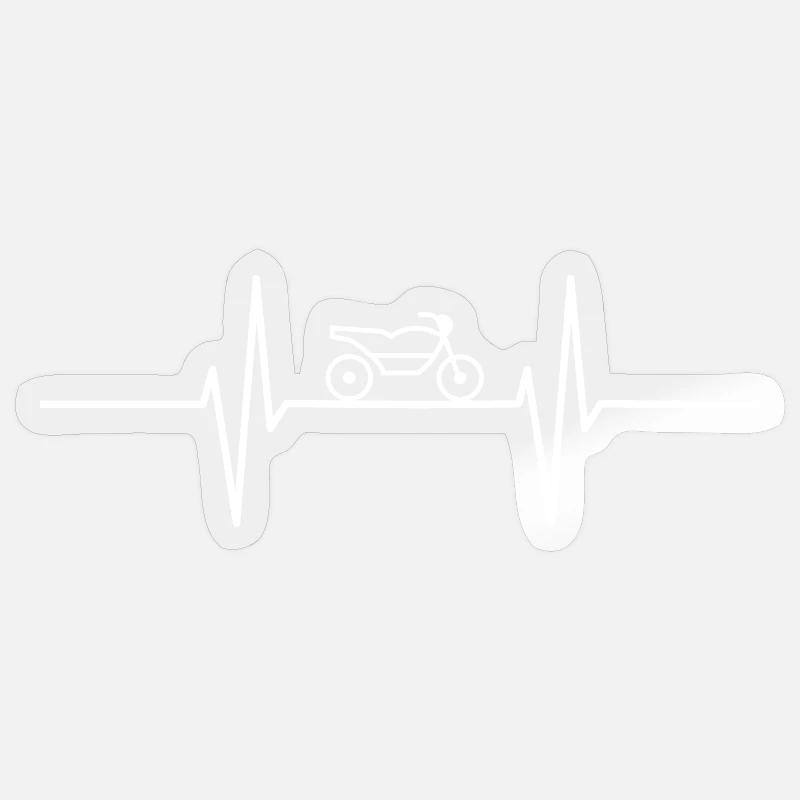 Heartbeat with moppet / motorcycle - Sticker size S (10 x 10 cm) - transparent glossy