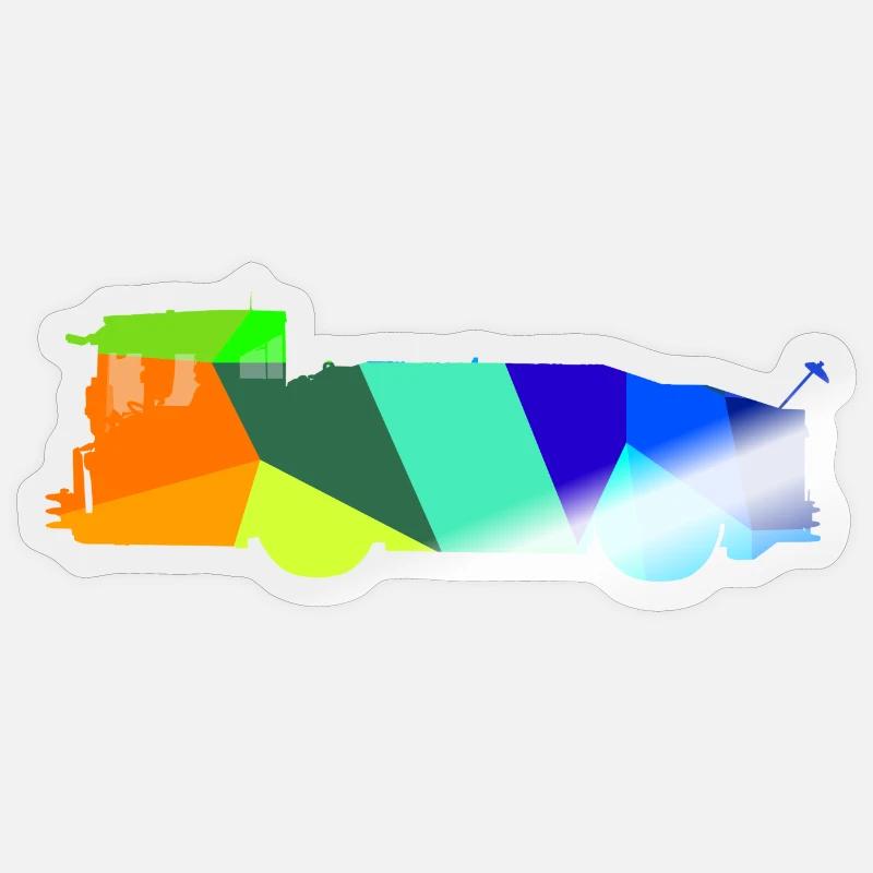 Flugzeugschlepper Regenbogen Polygon Rollfeld - Sticker Größe S (10 x 10 cm) - Transparent glänzend