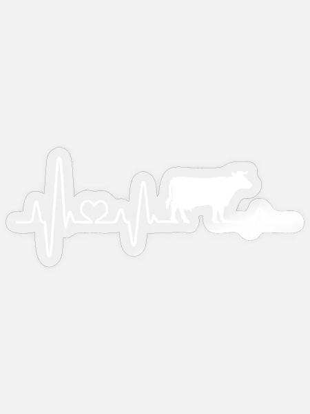 Kuh Herzschlag Kuh Pulsschlag Landwirt Geschenk - Sticker Größe S (10 x 10 cm) - Transparent glänzend