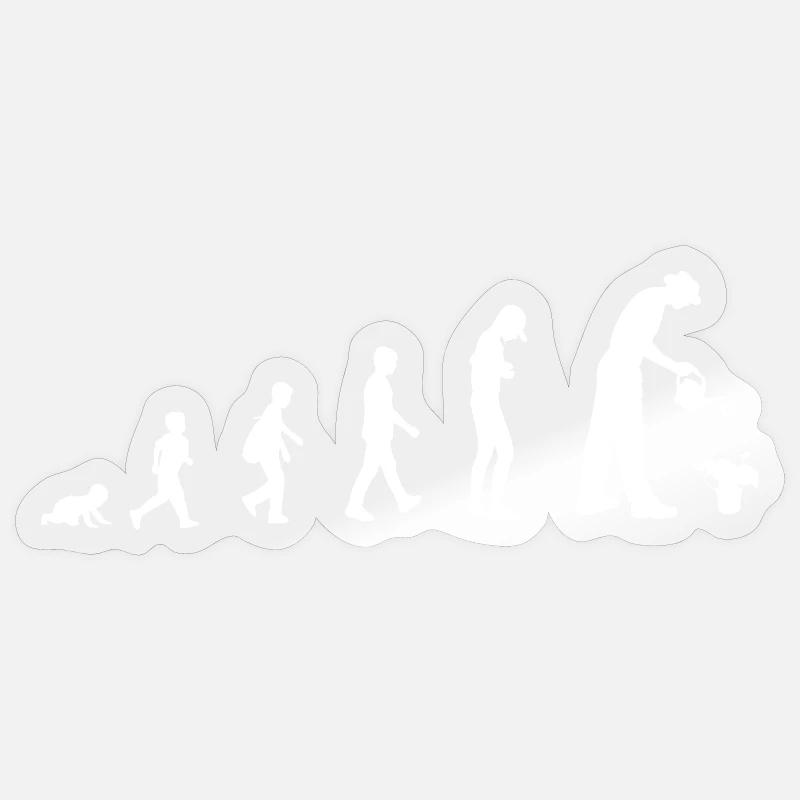 Évolution du bébé au jardinier - Sticker taille S (10 x 10 cm) - brillant transparent